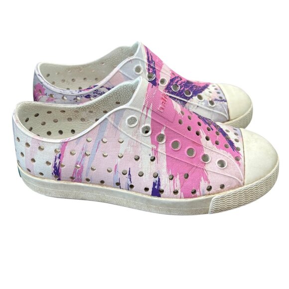 Native Kids Jefferson C10 Slip-On Shoes Purple & Pink Abstract Rubber Sole - Picture 2 of 6